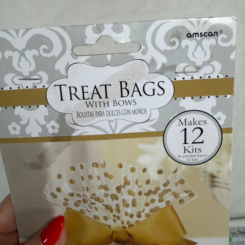 Treat Bags 6 Packs Gold Polka Dot with Bows 72ct Wedding Party Favor Kits Amscan